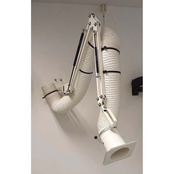 Lev-Co 14' ACID extractor arm c/w 6.3"diameter hose, straight capture hood and wall bracket - ACID-ARM-HSTD-160-4000