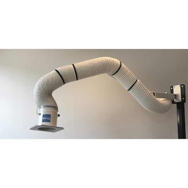 Lev-Co 14' ACID extractor arm c/w 6.3"diameter hose, straight capture hood and wall bracket - ACID-ARM-HSTD-160-4000