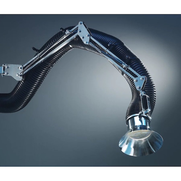 Lev-Co 7' ATEX extractor arm c/w 6.3"diameter hose, bell-mouth capture hood and wall bracket - ATEX-ARM-HSTD-160-2000