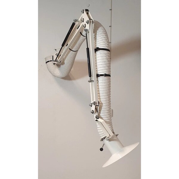 Lev-Co 10' ACID extractor arm c/w 6.3"diameter hose, 150 degrees flared capture hood and wall bracket - ACID-ARM-H150-160-3000