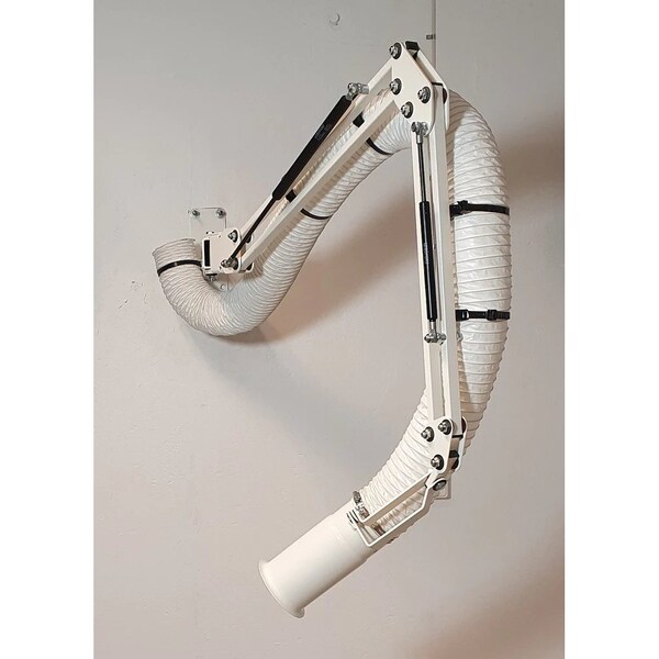 Lev-Co 7' ACID extractor arm c/w 6.3"diameter hose, straight capture hood and wall bracket - ACID-ARM-HST-160-2000