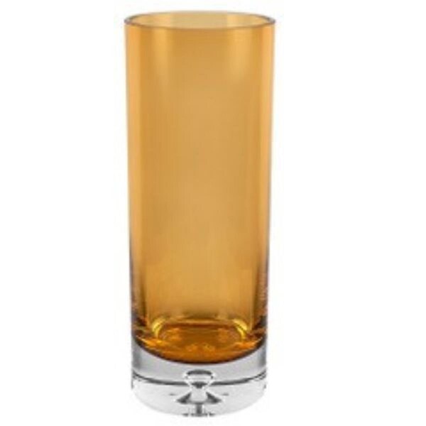 Palacedesigns Mouth Blown Bubble Glass Thick Walled Cylinder Vase; Amber - PA3097004