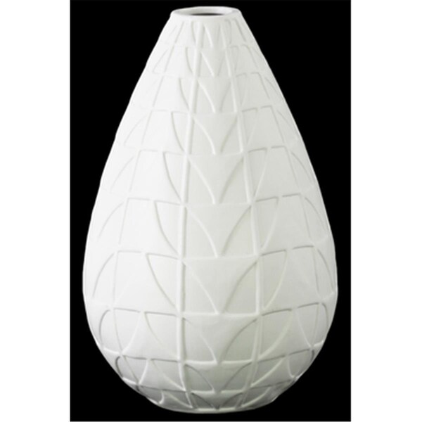 Urban Trends Collection Ceramic Bellied Round Vase with Narrow Lips, White - 21459