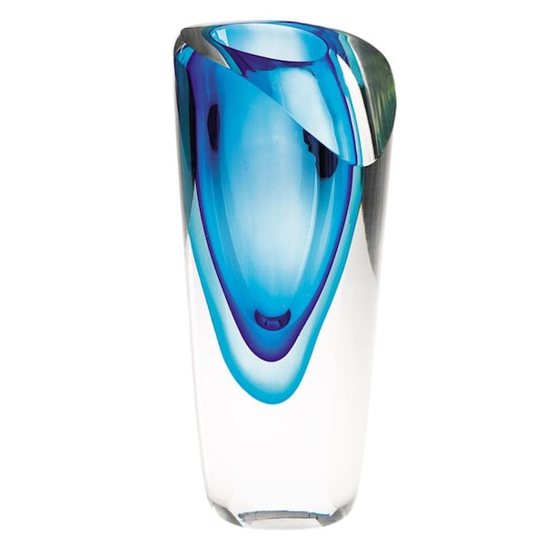 Palacedesigns 9 in. Art Glass Vase, Blue - PA3666400