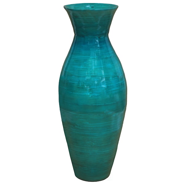 Uniquewise 20.5" Contemporary Bamboo Floor Flower Unique Vase for Dining, Living, Entryway, Blue - QI004272.GN