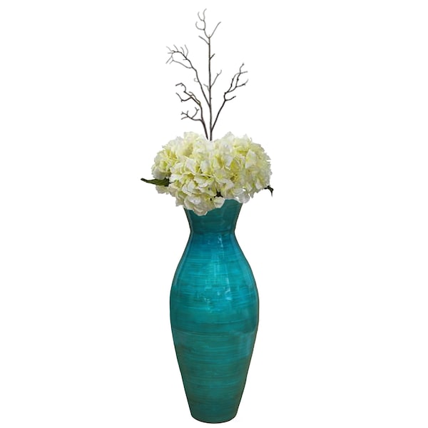 Uniquewise 20.5" Contemporary Bamboo Floor Flower Unique Vase for Dining, Living, Entryway, Blue - QI004272.GN