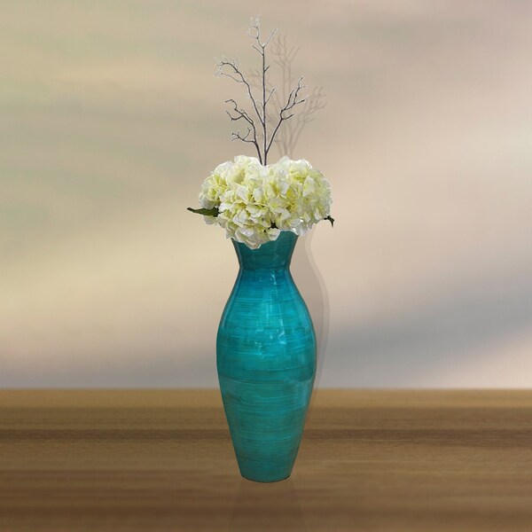 Uniquewise 20.5" Contemporary Bamboo Floor Flower Unique Vase for Dining, Living, Entryway, Blue - QI004272.GN