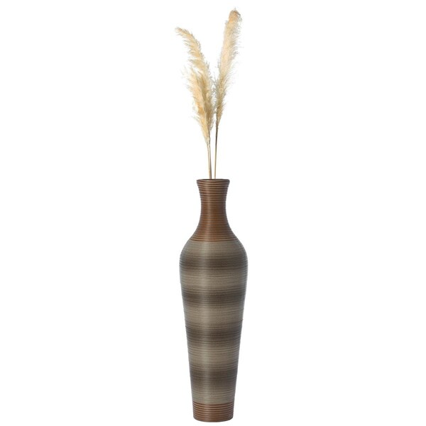 Colocar 11.75 x 39.25 in. Tall Standing Artificial Rattan Floor Vase for Home Decor, Brown - CO2641822