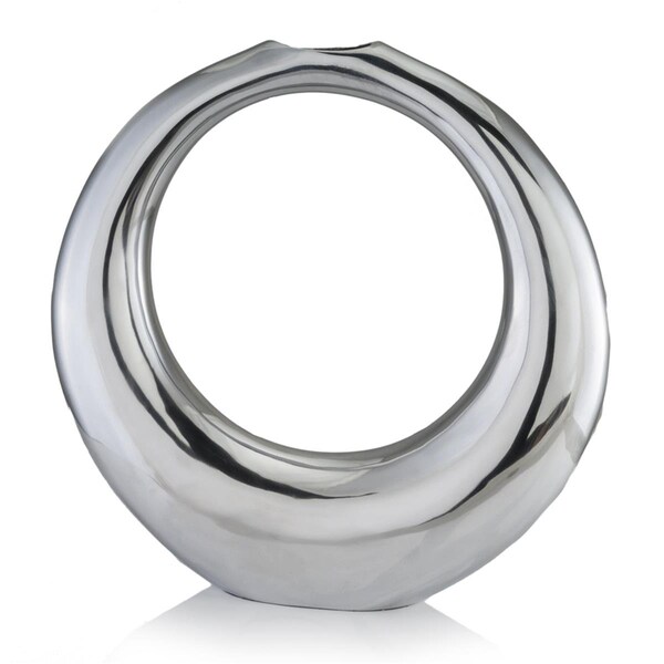 Palacedesigns 4 x 19 x 19 in. Silver Aluminum Ring Large Hoop Vase - PA3089057