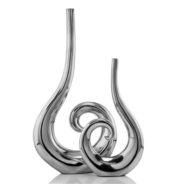 Homeroots Curl Casting Design Vases in Shiny Buffed Finished, 2PK - 383752
