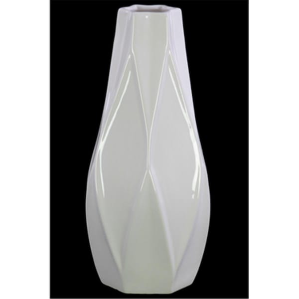 Urban Trends Collection Urban Trends Collection 39757 Ceramic Bellied Round Vase with Star Lips; White - 39757