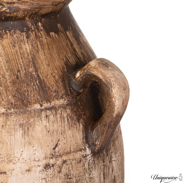 Uniquewise 23-Inch Brown Antique-Inspired Fiberglass Tall Floor Vase - Farmhouse Boho Decor for Living - QI004678