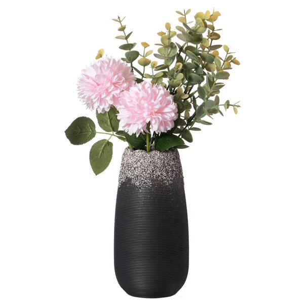 Uniquewise Contemporary Black Table Vase with Dripping Crystal Look and Scalloped Opening Design, 6.5 Inch - QI004358.S