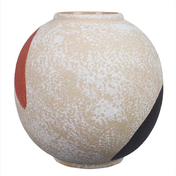 Designs-Done-Right 5.9 in. Stoneware Hand Painted Round Tabletop Vase - DE3278321
