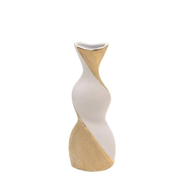 Sagebrook Home Sagebrook Home 14641-06 16 in. Twisted Vase; White & Gold - 14641-06