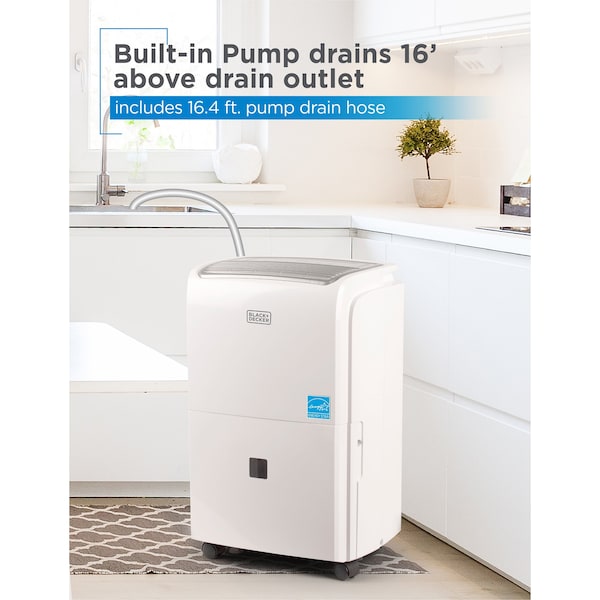 Black & Decker 50 Pint Portable Dehumidifier with Built-in Pump + Wi-Fi - BDT50PWTBWF