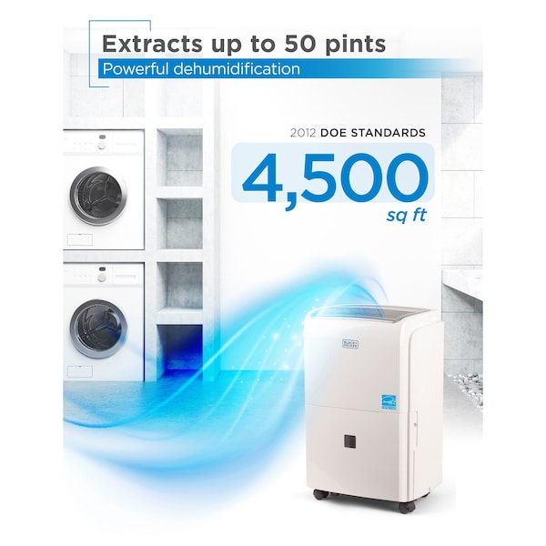 Black & Decker 50 Pint Portable Dehumidifier with Built-in Pump + Wi-Fi - BDT50PWTBWF