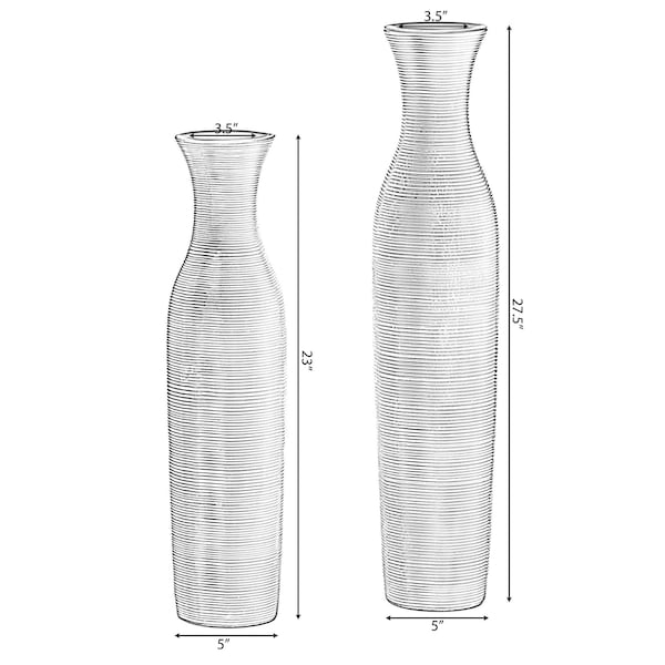 Uniquewise Tall Decorative Modern Ripped Trumpet Design Floor Vase, Brown, PK 2 - QI004179.2