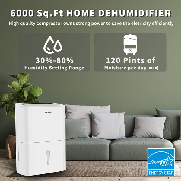 Edendirect Dehumidifier, 10.57 Pints, White, 13.5 in, 120V - IR-SDZ1120P
