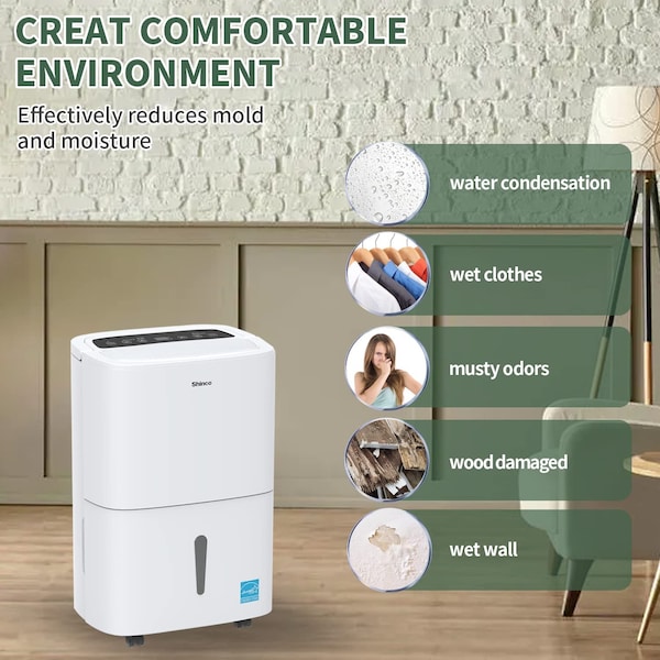 Edendirect Dehumidifier, 10.57 Pints, White, 13.5 in, 120V - IR-SDZ1120P