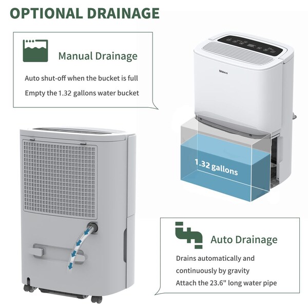 Edendirect Dehumidifier, 10.57 Pints, White, 13.5 in, 120V - IR-SDZ1120P