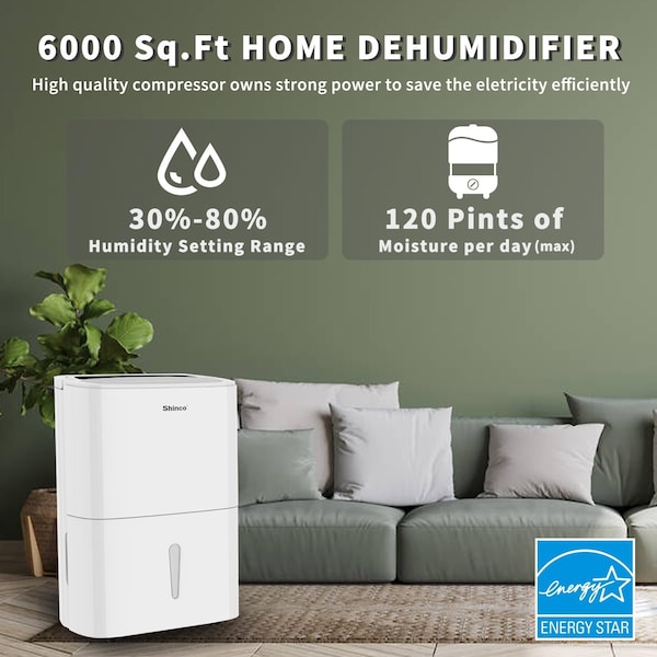 Edendirect Dehumidifier, 10.57 Pints, White, 13.5 in, 120V - IR-SDZ1120P