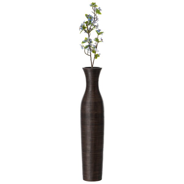 Uniquewise Tall Decorative Modern Ripped Trumpet Design Floor Vase, Brown 27.5 Inch - QI004179.L