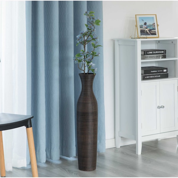 Uniquewise Tall Decorative Modern Ripped Trumpet Design Floor Vase, Brown 27.5 Inch - QI004179.L