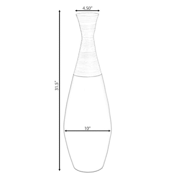 Uniquewise 31.5" Spun Bamboo Tall Trumpet Floor Vase Black and Natural - QI003356BK.L