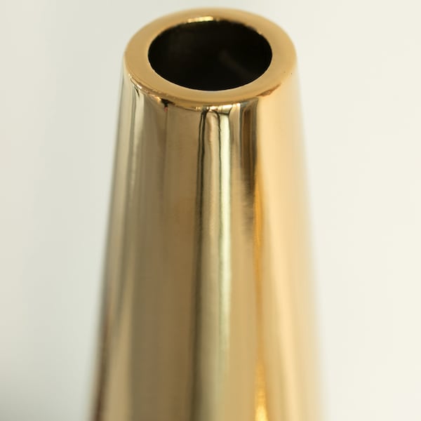 Uniquewise 8 Inch Contemporary Ceramic Cone Shape Table Vase Modern Shiny Looking Flower Holder, Gold - QI004359.GD