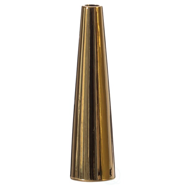 Uniquewise 8 Inch Contemporary Ceramic Cone Shape Table Vase Modern Shiny Looking Flower Holder, Gold - QI004359.GD