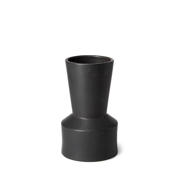 Homeroots 9 in. Matte Black Contempo Deco Ceramic Vase - 397542