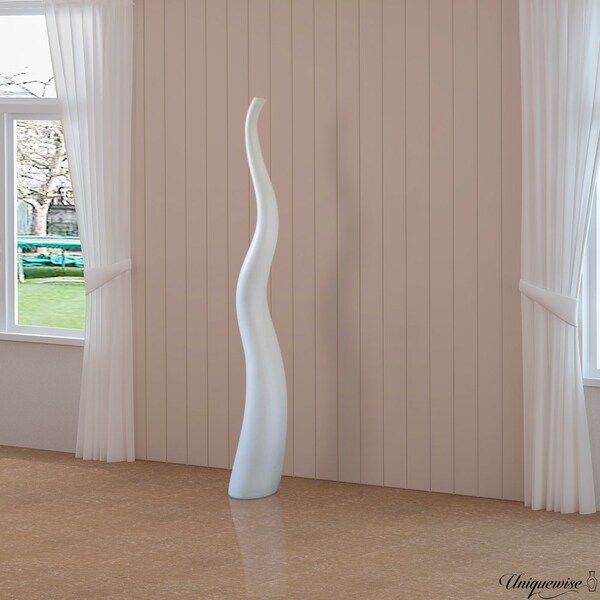 Uniquewise 62in Tall Animal Horn Shape Floor Vase: Elegant Ceramic White Accent for Entryway, Dining, or - QI004040.W.L