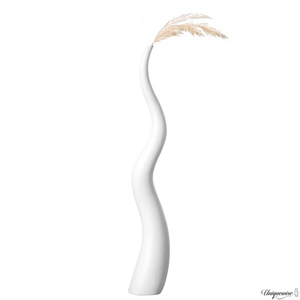 Uniquewise 62in Tall Animal Horn Shape Floor Vase: Elegant Ceramic White Accent for Entryway, Dining, or - QI004040.W.L