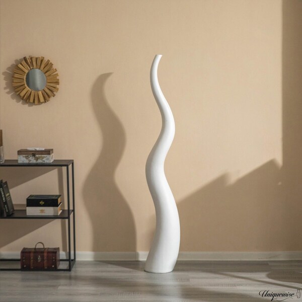 Uniquewise 62in Tall Animal Horn Shape Floor Vase: Elegant Ceramic White Accent for Entryway, Dining, or - QI004040.W.L