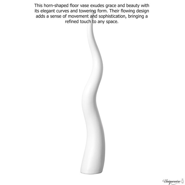 Uniquewise 62in Tall Animal Horn Shape Floor Vase: Elegant Ceramic White Accent for Entryway, Dining, or - QI004040.W.L