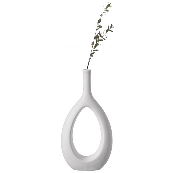 Uniquewise Contemporary White Ceramic Unique Shaped Flower Table Vase Centerpiece, PK 2 - QI004363.2.WT