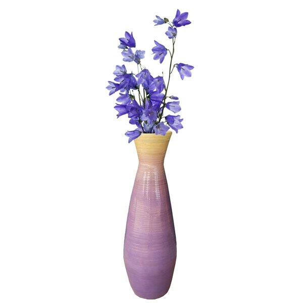 Colocar 31.5 x 10.25 in. Bamboo Floor Vase, Glossy Purple - CO3177842