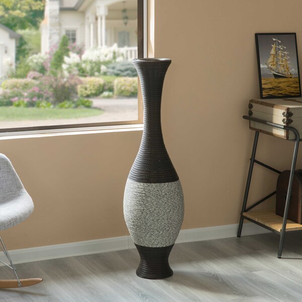 Uniquewise Decorative Freestanding Antique Cylinder Shape Floor Vase, 41" Tall, Brown - QI004139