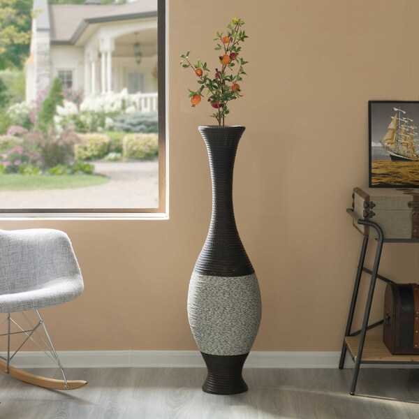 Uniquewise Decorative Freestanding Antique Cylinder Shape Floor Vase, 41" Tall, Brown - QI004139