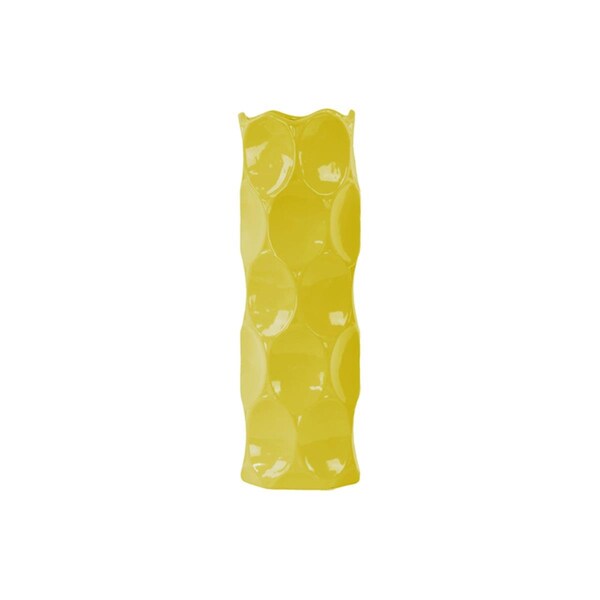 H2H Urban Trends Collection  Ceramic Round Cylindrical Vase With Dimpled Sides, Large - Yellow - H22503187