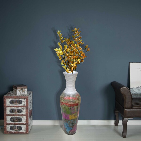 Uniquewise Large Contemporary Bamboo Floor Vase for Dining, Living Room, Entryway Decoration, 29" - QI004270