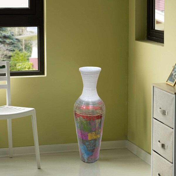Uniquewise Large Contemporary Bamboo Floor Vase for Dining, Living Room, Entryway Decoration, 29" - QI004270