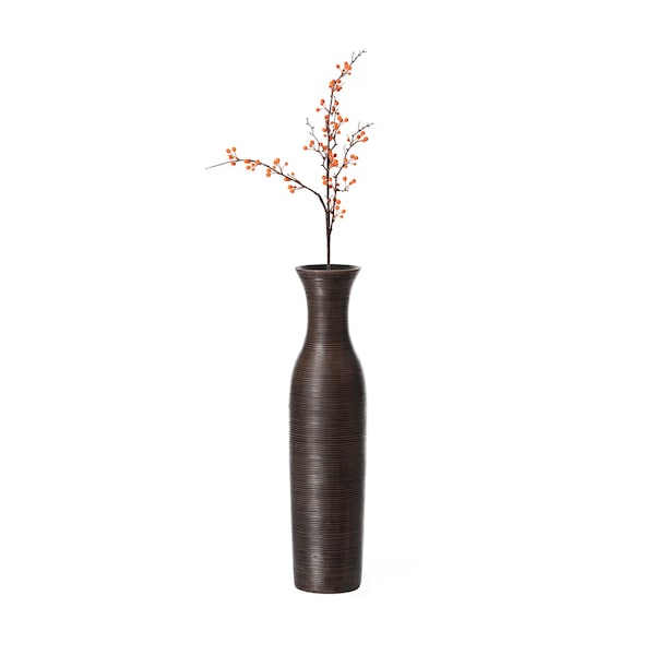 Uniquewise Tall Decorative Modern Ripped Trumpet Design Floor Vase, Brown 23 Inch - QI004179.S