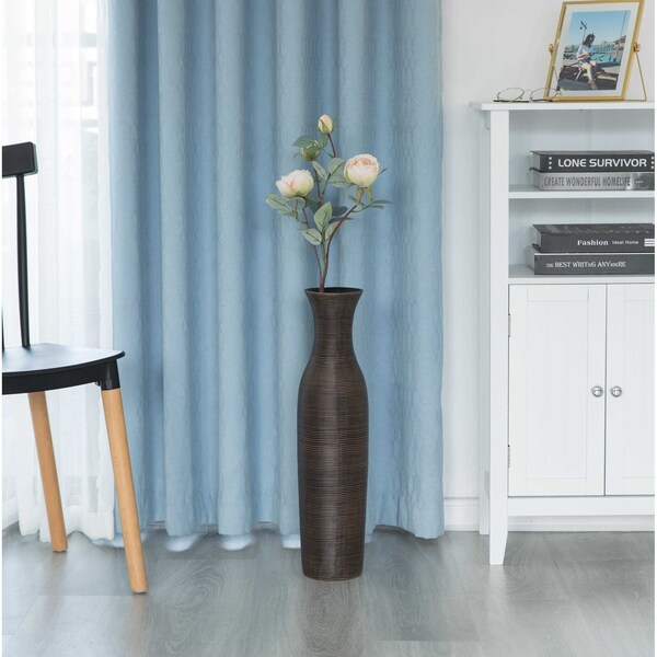 Uniquewise Tall Decorative Modern Ripped Trumpet Design Floor Vase, Brown 23 Inch - QI004179.S