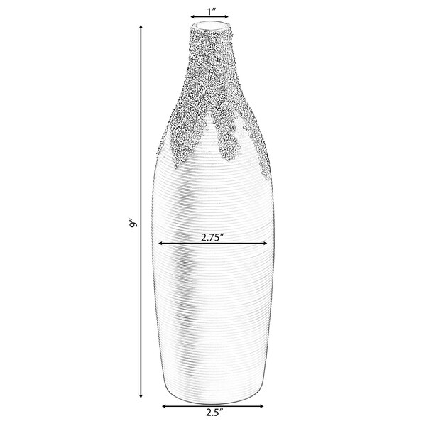 Uniquewise 9 Inch Modern Decorative Ceramic Table Vase Ripped Design Bottle Shape Flower Holder, Black - QI004356.BK