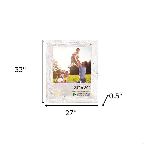 Homeroots 24 x 30 in. Rustic Farmhouse White Wash Wood Picture Frame - 386551