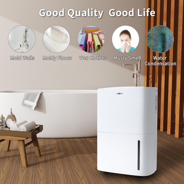Edendirect Dehumidifier, 12.71 Pints, White, 10.47 in, 115 V - IR-UDZ1150P