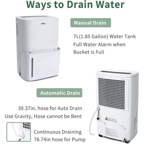 Edendirect Dehumidifier, 12.71 Pints, White, 10.47 in, 115 V - IR-UDZ1150P