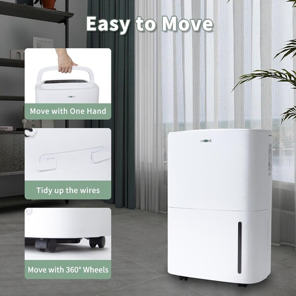 Edendirect Dehumidifier, 12.71 Pints, White, 10.47 in, 115 V - IR-UDZ1150P